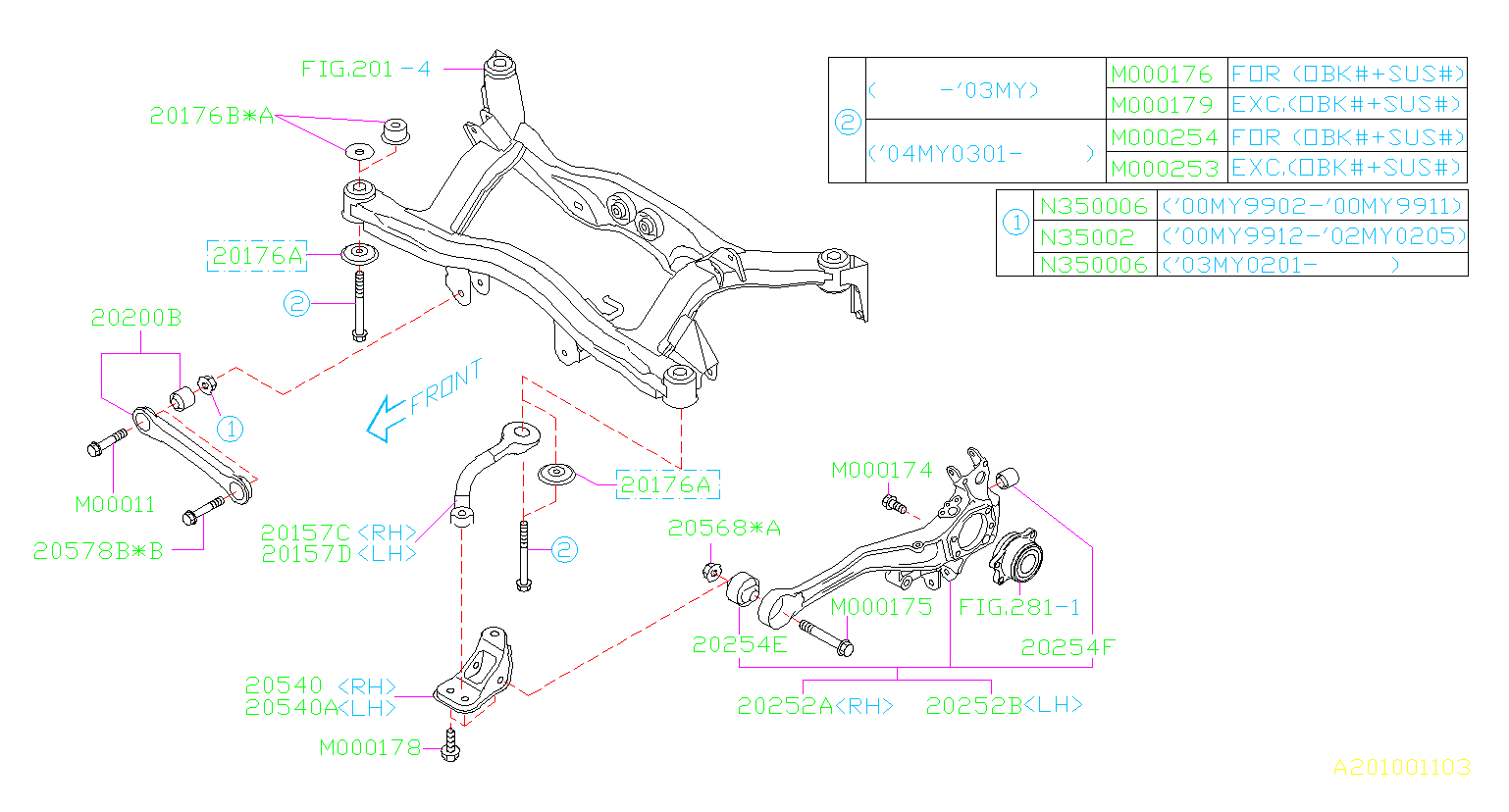 2004 Subaru Legacy Suspension Crossmember Stop (Upper). Stopper SBFRM ...