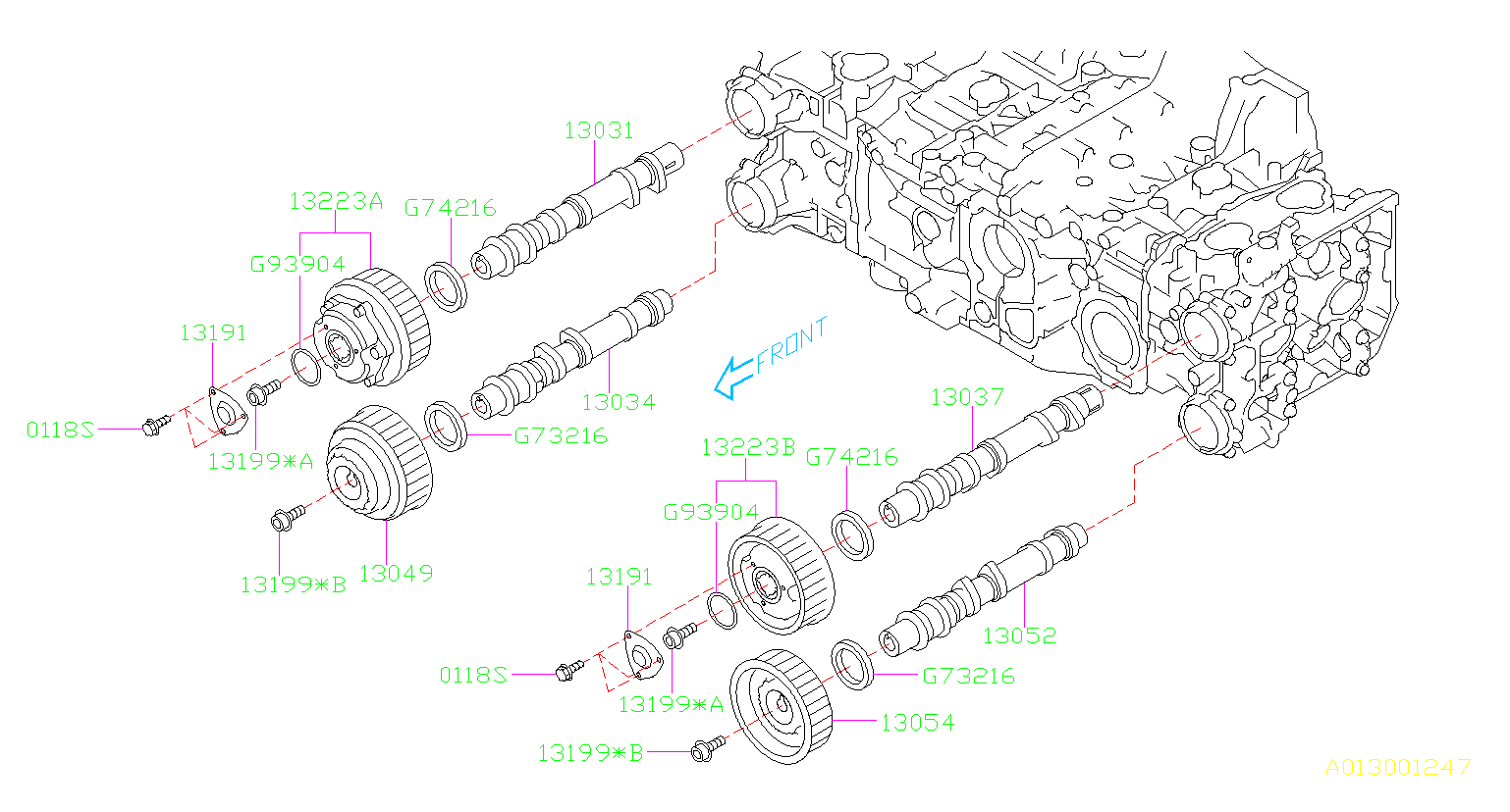 2009 Subaru Forester Bolt Camshaft, Sprocket. BELT, TIMING, Engine